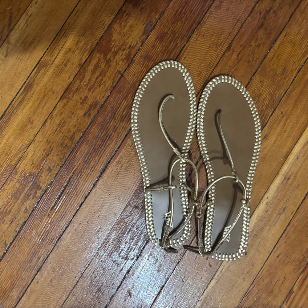 Zara Brown and Gold Sandals Minimalist Design